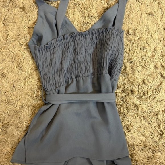 Pleoine Blue Tank With Buttons and Optional Tie, size Medium - Picture 3 of 4